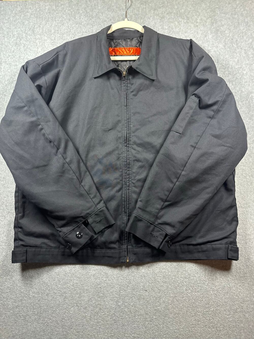 Red Kap Work Jacket Men's Size XL Black Quilted Lined Long Sleeves Full Zip